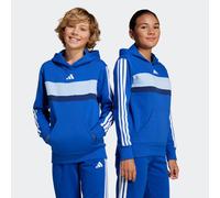 Kapuzensweatshirt ADIDAS SPORTSWEAR "SEASONAL ESSENTIALS TIBERIO 3-STREIFEN KIDS HOODIE", Mädchen, Gr. 176, blau (royal blau, weiß, glow blau), Obermaterial: 70% Baumwolle, 30% Polyester, angesetztes