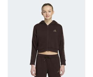 Kapuzensweatshirt ADIDAS SPORTSWEAR "SEASONALS ANIMAL, DURCHGEHENDER REISSVERSCHLUSS", Mädchen, Gr. 140, aurora coffee, multicolor, earth strata, Obermaterial: 55% Baumwolle, 36% Polyester, 9% Viskose