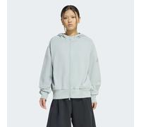 Kapuzensweatshirt ADIDAS SPORTSWEAR "SOFT LUX, REISSVERSCHLUSS", Damen, Gr. M, grau (wonder sage), Obermaterial: 51% Polyester, 25% Modal, 15% Baumwolle, 9% Elasthan, normal, Rundhals, angesetztes Bün