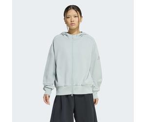 Kapuzensweatshirt ADIDAS SPORTSWEAR "SOFT LUX, REISSVERSCHLUSS", Damen, Gr. S, wonder sage, Obermaterial: 51% Polyester, 25% Modal, 15% Baumwolle, 9% Elasthan, normal, Rundhals, angesetztes Bündchen,
