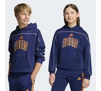 Kapuzensweatshirt ADIDAS SPORTSWEAR "STADIUM HOODY MIT SCHRIFTZUG", Jungen, Gr. 176, blau (dunkelblau, pure orange), Obermaterial: 70% Baumwolle, 30% Polyester, angesetztes Bündchen, Sweatshirts (3609