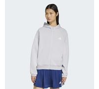 Kapuzensweatshirt ADIDAS SPORTSWEAR "STADIUM SMALL LOGO FULL ZIP HOODIE", Damen, Gr. M, grau (lgh solid grau), Obermaterial: 75% Baumwolle, 25% Polyester, normal, Rundhals, angesetztes Bündchen, Sweat
