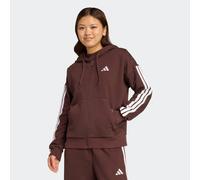 Kapuzensweatshirt ADIDAS SPORTSWEAR "W 3S FL FZ HD", Damen, Gr. S, shadow braun, weiß, Obermaterial: 55% Baumwolle, 36% Polyester, 9% Viskose, Sweatshirts (67646125-S) shadow braun, weiß