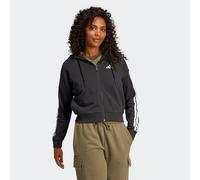 Kapuzensweatshirt ADIDAS SPORTSWEAR "W 3S FT FZ HD", Damen, Gr. L, schwarz-weiß (schwarz, weiß), Obermaterial: 55% Baumwolle, 36% Polyester, 9% Viskose, normal, Rundhals, angesetztes Bündchen, Sweatsh