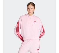 Kapuzensweatshirt ADIDAS SPORTSWEAR "W 3S FT FZ HD", Damen, Gr. XS, clear pink, pure ruby, Obermaterial: 55% Baumwolle, 36% Polyester, 9% Viskose, normal, Rundhals, Sweatshirts (58108124-XS) clear pin