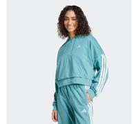 Kapuzensweatshirt ADIDAS SPORTSWEAR "W 3S FT QZ HD", Damen, Gr. XL, weiß (powder teal, weiß), Obermaterial: 55% Baumwolle, 36% Polyester, 9% Viskose, Sweatshirts (77505512-XL) powder teal, weiß