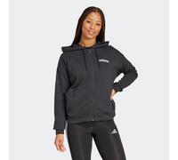 Kapuzensweatshirt ADIDAS SPORTSWEAR "W LIN FT FZ HD", Damen, Gr. L, schwarz-weiß (schwarz, weiß), Obermaterial: 55% Baumwolle, 36% Polyester, 9% Viskose, normal, Rundhals, angesetztes Bündchen, Sweats