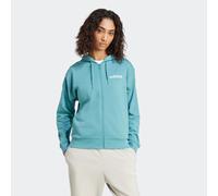 Kapuzensweatshirt ADIDAS SPORTSWEAR "W LIN FT FZ HD", Damen, Gr. M, weiß (powtea, weiß), Obermaterial: 55% Baumwolle, 36% Polyester, 9% Viskose, normal, Rundhals, Sweatshirts (99127133-M) powtea, weiß