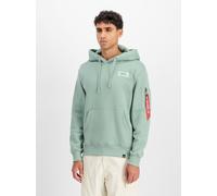 Kapuzensweatshirt ALPHA INDUSTRIES "BACK PRINT HOODY", Herren, Gr. L, grün (frost grün), angeraute Sweatware, Obermaterial: 80% Baumwolle, 20% Polyester, bedruckt, normal normal, Rundhals, Rippbündche