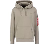 Kapuzensweatshirt ALPHA INDUSTRIES "BACK PRINT HOODY", Herren, Gr. S, beige (vintage sand), angeraute Sweatware, Obermaterial: 80% Baumwolle, 20% Polyester, bedruckt, normal normal, Rundhals, Rippbünd