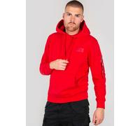 Kapuzensweatshirt ALPHA INDUSTRIES "BACK PRINT HOODY", Herren, Gr. XL, rot, angeraute Sweatware, Obermaterial: 80% Baumwolle, 20% Polyester, bedruckt, normal normal, Rundhals, Rippbündchen, Sweatshirt