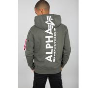 Kapuzensweatshirt ALPHA INDUSTRIES "BACK PRINT HOODY", Herren, Gr. XXL, grün (schwarz olive), angeraute Sweatware, Obermaterial: 80% Baumwolle, 20% Polyester, bedruckt, normal normal, Rundhals, Rippbü