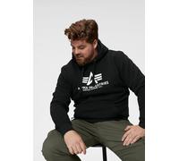 Kapuzensweatshirt ALPHA INDUSTRIES "Basic Hoody", Herren, Gr. 3XL, schwarz, angeraute Sweatware, Obermaterial: 80% Baumwolle, 20% Polyester, bedruckt, normal normal, Rundhals, Rippbündchen, Sweatshirt
