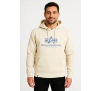 Kapuzensweatshirt ALPHA INDUSTRIES "Basic Hoody", Herren, Gr. 3XL, weiß (vintage weiß), angeraute Sweatware, Obermaterial: 80% Baumwolle, 20% Polyester, bedruckt, normal normal, Rundhals, Rippbündchen