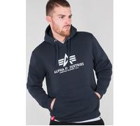 Kapuzensweatshirt ALPHA INDUSTRIES "Basic Hoody", Herren, Gr. L, blau (navy), angeraute Sweatware, Obermaterial: 80% Baumwolle, 20% Polyester, bedruckt, normal normal, Rundhals, Rippbündchen, Sweatshi