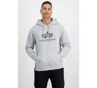 Kapuzensweatshirt ALPHA INDUSTRIES "Basic Hoody", Herren, Gr. S, grau (pastel grau), angeraute Sweatware, Obermaterial: 100% Baumwolle, bedruckt, normal normal, Rundhals, Rippbündchen, Sweatshirts Kap