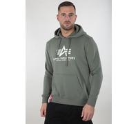 Kapuzensweatshirt ALPHA INDUSTRIES "Basic Hoody", Herren, Gr. S, grün (vintage grün), angeraute Sweatware, Obermaterial: 100% Baumwolle, bedruckt, normal normal, Rundhals, Rippbündchen, Sweatshirts, B
