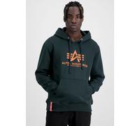 Kapuzensweatshirt ALPHA INDUSTRIES "Basic Hoody", Herren, Gr. XL, blau (schwarz petrol), angeraute Sweatware, Obermaterial: 80% Baumwolle, 20% Polyester, bedruckt, normal normal, Rundhals, Rippbündche