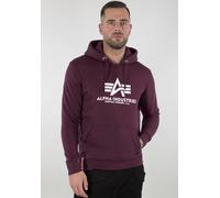 Kapuzensweatshirt ALPHA INDUSTRIES "Basic Hoody", Herren, Gr. XL, rot (deep maroon), angeraute Sweatware, Obermaterial: 80% Baumwolle, 20% Polyester, bedruckt, normal normal, Rundhals, Rippbündchen, S