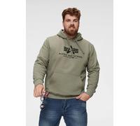 Kapuzensweatshirt ALPHA INDUSTRIES "Basic Hoody", Herren, Gr. XXL, grün (olive), angeraute Sweatware, Obermaterial: 80% Baumwolle, 20% Polyester, bedruckt, normal normal, Rundhals, Rippbündchen, Sweat