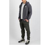 Kapuzensweatshirt ALPHA INDUSTRIES "Basic Zip Hoody SL", Herren, Gr. M, grau (vintage grau), angeraute Sweatware, Obermaterial: 80% Baumwolle, 20% Polyester, unifarben, regular fit hüftlang, Rundhals,