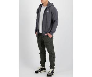 Kapuzensweatshirt ALPHA INDUSTRIES "Basic Zip Hoody SL", Herren, Gr. S, grau (vintage grau), angeraute Sweatware, Obermaterial: 80% Baumwolle, 20% Polyester, unifarben, regular fit hüftlang, Rundhals,