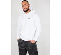Kapuzensweatshirt ALPHA INDUSTRIES "Hoody Small Logo", Herren, Gr. M, weiß, angeraute Sweatware, Obermaterial: 80% Baumwolle, 20% Polyester, bedruckt, normal normal, Rundhals, Rippbündchen, Sweatshirt