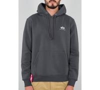 Kapuzensweatshirt ALPHA INDUSTRIES "Hoody Small Logo", Herren, Gr. S, grau (grau, schwarz), angeraute Sweatware, Obermaterial: 80% Baumwolle, 20% Polyester, unifarben, normal normal, Rundhals, Rippbün