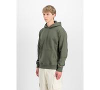 Kapuzensweatshirt ALPHA INDUSTRIES "Label Hoodie BP", Herren, Gr. XXL, grün (schwarz olive), angeraute Sweatware, Obermaterial: 80% Baumwolle, 20% Polyester, bedruckt, regular fit normal, Rundhals, Ri