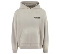 Kapuzensweatshirt ANOTHER COTTON LAB "Another Cotton Lab Getaway Oversized Washed Hoodie", Damen, Gr. XS, beige (grau), 52% Baumwolle, 48% Polyester, bedruckt, Rundhals, Sweatshirts (27190267-XS) grau