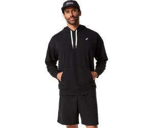 Kapuzensweatshirt ASICS "FRENCH TERRY RELAXED PULLOVER HOODIE", Herren, Gr. L, performance schwarz, Obermaterial: 63% Baumwolle, 37% Polyester, Sweatshirts, mit Kängurutasche, sportlicher Stil (211663