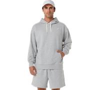 Kapuzensweatshirt ASICS "FRENCH TERRY RELAXED PULLOVER HOODIE", Herren, Gr. S, grau heather, Obermaterial: 63% Baumwolle, 37% Polyester, Sweatshirts, mit Kängurutasche, aus French-Terry-Gewebe (927877