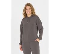 Kapuzensweatshirt ATHLECIA "NAMIER W", Damen, Gr. 38, braun (braun, grau), 51% Polyester, 44% Modal, 5% Elasthan, unifarben, kurz, ohne Ausschnitt, Sweatshirts, aus super weichem Material (40804665-38