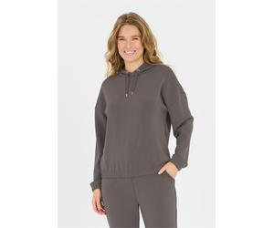 Kapuzensweatshirt ATHLECIA "NAMIER W", Damen, Gr. 38, braun (braun, grau), 51% Polyester, 44% Modal, 5% Elasthan, unifarben, kurz, ohne Ausschnitt, Sweatshirts, aus super weichem Material (40804665-38