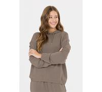Kapuzensweatshirt ATHLECIA "NAMIER W", Damen, Gr. 46, grau, braun, 51% Polyester, 44% Modal, 5% Elasthan, unifarben, kurz, ohne Ausschnitt, Sweatshirts, mit hohem Modal-Anteil (28271659-46) grau, brau
