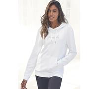 Kapuzensweatshirt BENCH. LOUNGEWEAR, Damen, Gr. 36/38, beige (ecru), Interlock, Obermaterial: 100% Baumwolle, unifarben, Basic, bequem, Bündchen, Sweatshirts, mit glänzender Logostickerei, Loungeanzug