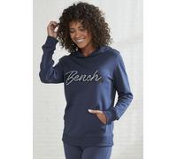 Kapuzensweatshirt BENCH. LOUNGEWEAR, Damen, Gr. 36/38, blau (navy), Interlock, Obermaterial: 60% Baumwolle, 40% Polyester, Basic, bequem hüftbedeckend, Sweatshirts, mit Kängurutasche, Loungeanzug, Hoo
