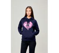 Kapuzensweatshirt BENCH. "MIAO_HOODY", Damen, Gr. 40, blau (navy), Sweatware, Obermaterial: 60% Baumwolle, 40% Polyester, bedruckt, Rundhals, Rippbündchen mit Daumenlöchern, Sweatshirts Kapuzensweatsh