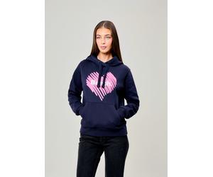 Kapuzensweatshirt BENCH. "MIAO_HOODY", Damen, Gr. 44, blau (navy), Sweatware, Obermaterial: 60% Baumwolle, 40% Polyester, bedruckt, Rundhals, Rippbündchen mit Daumenlöchern, Sweatshirts (18660265-44)