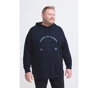 Kapuzensweatshirt BLEND "BHKAREL BB LOGO HOODED SWEAT", Herren, Gr. 6XL, blau (salute), Sweatware, Obermaterial: 100% Baumwolle, bedruckt, regular fit normal, ohne Ausschnitt, Rippbündchen, Sweatshirt