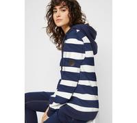 Kapuzensweatshirt BONPRIX, Damen, Gr. 40/42 (M), dunkelblau, wollweiß gestreift, Sweatware, Obermaterial: 100% Baumwolle, geringelt, gestreift, bequem hüftbedeckend, Rundhals, Rippbündchen, Sweatshirt