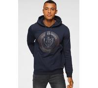 Kapuzensweatshirt BRUNO BANANI, Herren, Gr. L (52/54), blau (marine), angeraute Sweatware, Obermaterial: 60% Baumwolle, 40% Polyester, bedruckt, schmal, Bündchen, Sweatshirts, Langarm, schmale Passfor