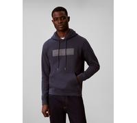 Kapuzensweatshirt CALVIN KLEIN "FLEECE GRAPHIC HOODIE", Herren, Gr. M, blau nights, Sweatware, Obermaterial: 92% Baumwolle, 8% Polyester, unifarben, regular fit normal, Rundhals, eingesetzt Rippstrick
