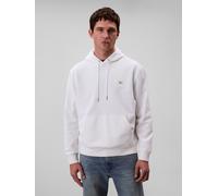 Kapuzensweatshirt CALVIN KLEIN JEANS "400GSM TERRY BADGE HOODIE", Herren, Gr. L, hellweiß, Sweatware, Obermaterial: 100% Baumwolle, lässig geschnitten normal, Rundhals, eingesetzt Rippbündchen, Sweats