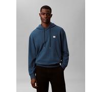 Kapuzensweatshirt CALVIN KLEIN JEANS "400GSM TERRY BADGE HOODIE", Herren, Gr. S, navy teal, Sweatware, Obermaterial: 100% Baumwolle, lässig geschnitten normal, Rundhals, eingesetzt Rippbündchen, Sweat