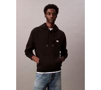 Kapuzensweatshirt CALVIN KLEIN JEANS "400GSM TERRY BADGE HOODIE", Herren, Gr. S, schwarz, Sweatware, Obermaterial: 90% Baumwolle, 10% Polyester, unifarben, lässig geschnitten normal, Rundhals, eingese