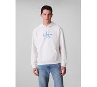 Kapuzensweatshirt CALVIN KLEIN JEANS "400GSM TERRY MONOLOGO HOODIE", Herren, Gr. M, grau (tofu), Sweatware, Obermaterial: 90% Baumwolle, 10% Polyester, unifarben, regular fit normal, Rundhals, eingese