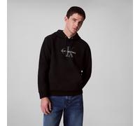 Kapuzensweatshirt CALVIN KLEIN JEANS "400GSM TERRY MONOLOGO HOODIE", Herren, Gr. XL, schwarz, Sweatware, Obermaterial: 90% Baumwolle, 10% Polyester, unifarben, regular fit normal, Rundhals, eingesetzt