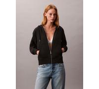 Calvin Klein Jeans Kapuzensweatshirt Archive Logo French Terry, Reißverschluss, Damen M Schwarz