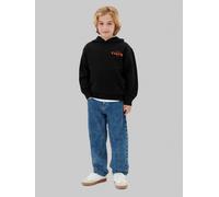 Kapuzensweatshirt CALVIN KLEIN JEANS "CALVIN SMALL CHEST PRINT HOODIE", Jungen, Gr. 16 (176), schwarz (pvh schwarz), Sweatware, Obermaterial: 100% Baumwolle, unifarben, regular fit normal, Rundhals, e